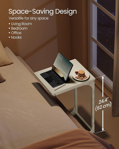 VASAGLE C-Shaped End Table, Small Side Table for Couch, Sofa Table with Metal Frame for Living Room, Bedroom, Bedside, Cream White