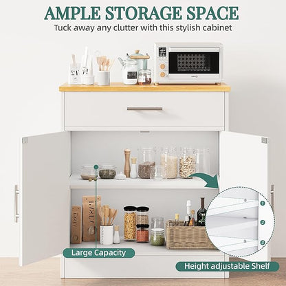Shintenchi Farmhouse Storage Cabinets with Doors and Shelves,Kitchen Barn Door Storage Cabinet with Drawers,Coffee Bar Cabinet Buffest Sideboard for Dining Room,Bathroom,Entryway,White