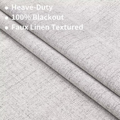 Joydeco Natural Linen Curtains 90 inch Length 2 Panels Set Burg 100% Blackout Patio Door Curtain Room Darkening Sliding Door Curtains Thermal Insulated Back tab Rod Pocket(105x90 inch, White)