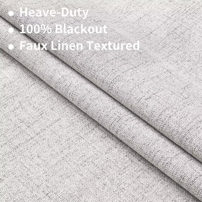 Joydeco Natural Linen Curtains 108 inch Length 2 Panels Set Burg 100% Blackout Patio Door Curtain Room Darkening Sliding Door Curtains Thermal Insulated Back tab Rod Pocket(105x108 inch, White)