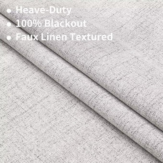 Joydeco Natural Linen Curtains 96 inch Length 2 Panels Set Burg 100% Blackout Patio Door Curtain Room Darkening Sliding Door Curtains Thermal Insulated Back tab Rod Pocket(105x96 inch, White)