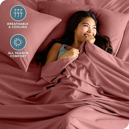 Bare Home Twin Sheet Set - 1800 Ultra-Soft Microfiber Twin Bed Sheets - Double Brushed - Deep Pockets - Easy Fit - Extra Soft - 3 Piece Set - Bedding Sheets & Pillowcases (Twin, Dusty Rose)