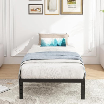 12 Inch Twin Bed Frames, Heavy Duty Metal Bed Frame Twin Size, No Box Spring Needed, Easy Assembly, Noise-Free, Black