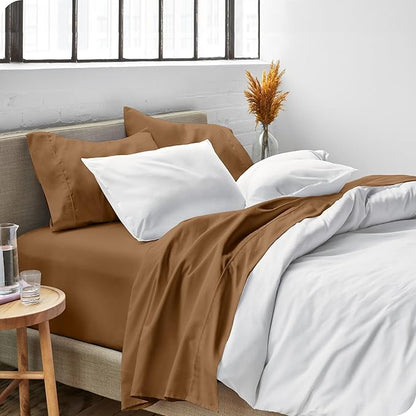 Bare Home Full Sheet Set - Luxury 1800 Ultra-Soft Microfiber Full Bed Sheets - Double Brushed - Deep Pockets - Easy Fit - 4 Piece Set - Bedding Sheets & Pillowcases (Full, Caramel)