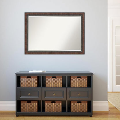 Amanti Art Brown Bathroom Mirror for Over Sink, 28x40 Caleb Brown Rectangle Vanity Mirror, Large Rustic Farmhouse Frame, Hangs Horizonally and Vertically, Bathroom Wall Decor, Beveled Edge