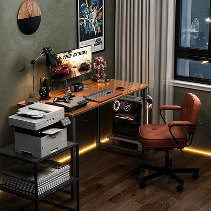 Coleshome 40 Inch Computer Desk, Modern Simple Style Desk for Home Office, Study Student Writing Desk, Deep Brown