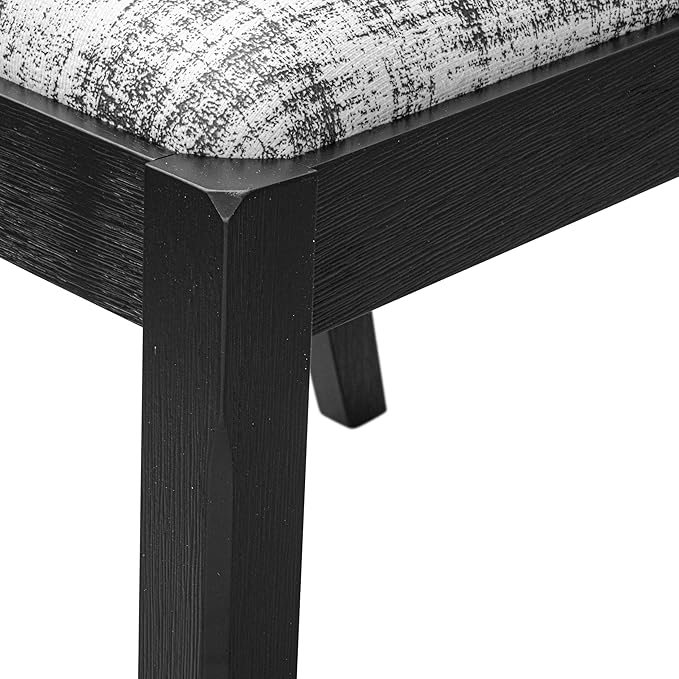 X02X2-2C6-30 4-pc Dining Room Table Set a Rectangular Kitchen Table and a wooden Bench and 2 Wire Brushed Black Polyester Stackable Chair, 39x120 Inch, Wire Brushed Black