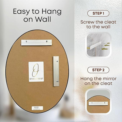 OVALCREST - Oval Wooden Beveled Wall Mirror for Home Decor, Bathroom, Vanity, Bedroom, Living Room, Hallway - London Style (Gold Paint) 31.1 x 41.1