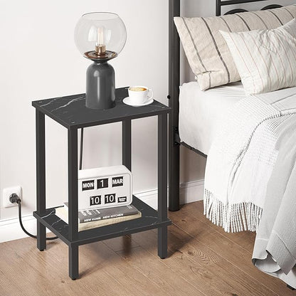 TUTOTAK End Table, Set of 2, Side Table, Nightstand, 2-Tier Storage Shelf, Sofa Table for Small Space, Living Room, Bed Room TB01BMK035