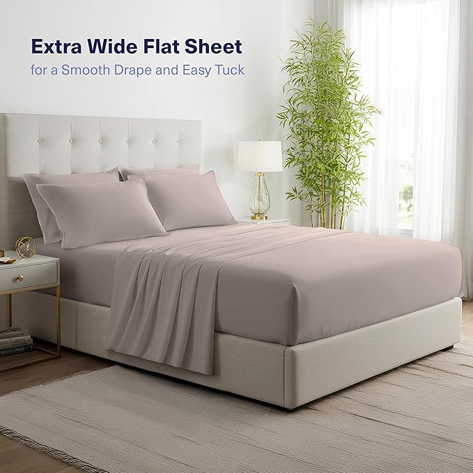 Kickoff Viscose Bamboo Sheets Twin XL Size 3-pc 100% Organic Bamboo Viscose Bed Cooling Sheets Twin XL Size Set Cool Bedding for hot Sleepers Sheet, Flat, Fitted, Pillowcase (Grey Mist, TXL)