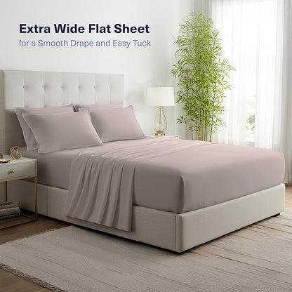 Kickoff Viscose Bamboo Sheets Full Size 4-pc 100% Organic Bamboo Viscose Bed Cooling Sheets Full Size Set Cool Bedding for hot Sleepers Sheet, Flat, Fitted, Pillowcases (Grey Mist, F)