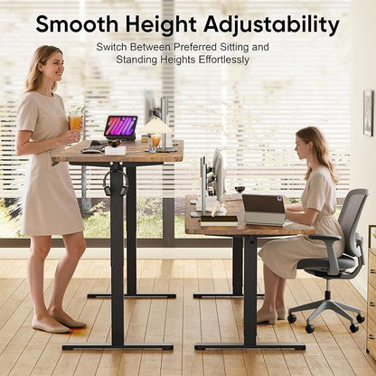 Monomi Electric Standing Desk, 79 x 31.5 inches Height Adjustable, Ergonomic Home Office Sit Stand Up Desk with Memory Preset Controller (Rustic Brown Top/Black Frame)