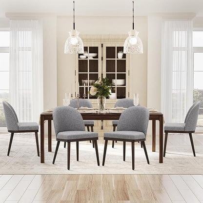 COLAMY Upholstered Dining Chairs Set of 6, Wooden Kitchen Chairs with Open Back, Modern Dining Room Chairs with Wood Frame, Dinner Side Chairs for Dining Room Kitchen Restaurant, Dark Grey