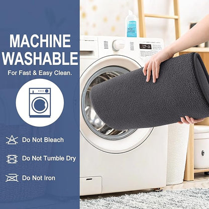 OLANLY Thick Memory Foam Bath Mat Rug 59x20, Extra Soft Absorbent Bathroom Rug, Quick Dry Bath Mats, Non-Slip, Machine Washable Carpet for Bathroom, Tub and Shower, Home Decor Accessories, Dark Grey