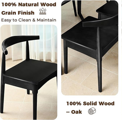 DELAVIN Solid Wood Dining Chairs Set of 4, Farmhouse Style High Ladder Back Dining Room Chairs, Modern Dining Chair for Living Room, Kitchen, Bedroom, Black