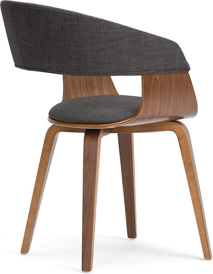 SIMPLIHOME Lowell Dining Chairs - Upholstered Walnut Finish Bentwood Frame and Linen-Style Fabric Kitchen Chair in Charcoal Grey, Modern Dining Room Seating with Curved Back and Padded Seat