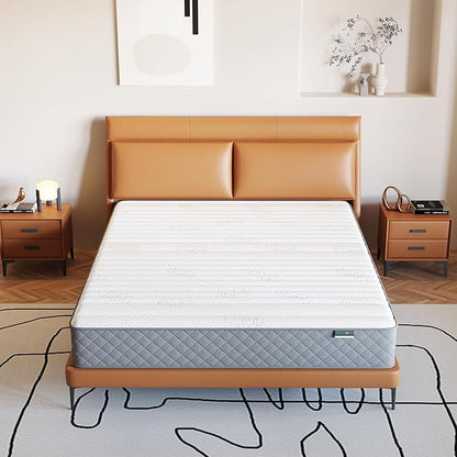 Firm Full Mattress,10 Inch Hybrid Full Mattress in a Box with Gel Memory Foam, Pocket Innerspring, Pressure Relief, Motion Isolation, Non-Fiberglass - Firm