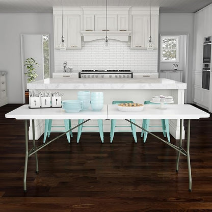 Lavish Home 6-Foot Folding Table - Indoor and Outdoor Table for Camping, Dining, Buffets, Crafts, and Playing Cards - Portable Picnic Table (White)