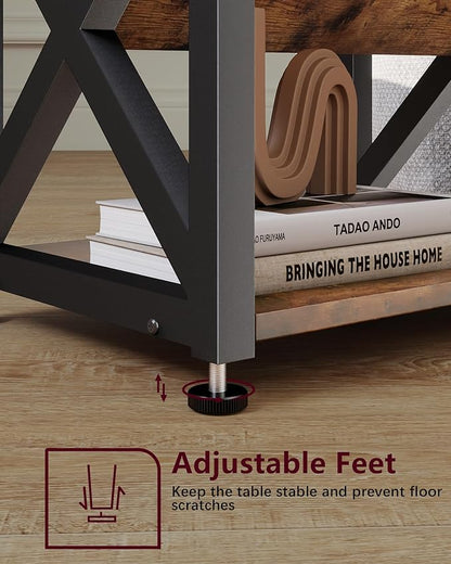 ALISENED Side Table, 3 Tier Narrow End Table with Storage Shelf, Industrial Slim Nightstand for Small Spaces, Narrow Small End Tables for Living Room,Bedroom,Home Office.