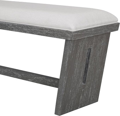 Ball & Cast 6-Piece Dining Table Set for 6 People, 60" Wood Dining Kitchen Table & Chairs Set, Rectangular Dining Room Table with Trapezoidal Base,4 Upholstered Chairs & 1 Bench, Kitchen, Gray