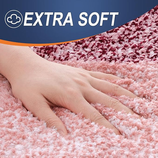 OLANLY Bathroom Runner Rugs 47x17, Extra Soft Absorbent Microfiber Bath Rugs, Rubber Backing, Quick Dry, Machine Washable Bath Mats for Bathroom Floor, Tub and Shower, Home Decor Accessories, Red