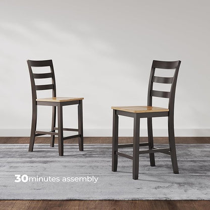 Signature Design by Ashley Gesthaven Solid Wood Frame Counter Height Barstool, Set of 2, Natural/Brown