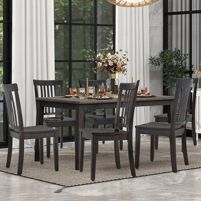 COLAMY Wooden Dining Room Chairs Set of 2, Spindle High Back Windsor Kitchen Side Chair, Farmhouse Dining Chairs for Kitchen, Dining Room, Dark Brown