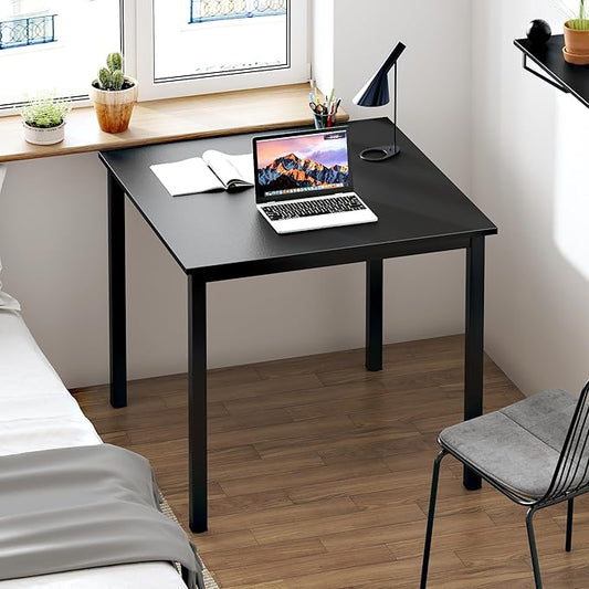 Need Small Square Dining Table- 31-1/2'' Sturdy and Heavy Duty Writing Desk for Small Spaces and Writing Table Desk Breakroom Table, Black Color