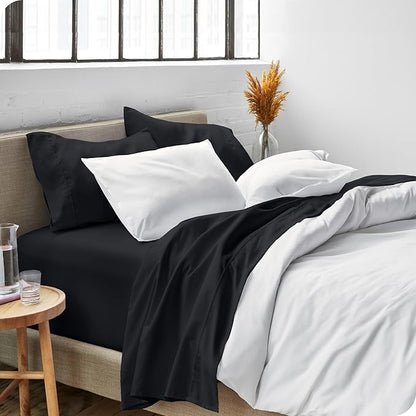 Bare Home Split King Sheet Set - 1800 Ultra-Soft Microfiber Bed Sheets - Double Brushed - Deep Pockets - Easy Fit - 5 Piece Set - Bed Sheets & Pillowcases (Split King, Black)