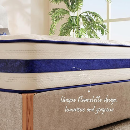 Vesgantti Queen Mattress,12 Inch Hybrid Innerspring Mattress in a Box with Memory Foam,Back Support & Pressure Relief,Medium Firm Feel for Adults (Queen Size)