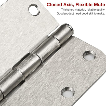 30 Pack Satin Nickle Door Hinges Brushed 3.5 Inch Interior Rounded 5/8" Radius 3-1/2" Flat Iron Hinge Hardware House Bifold Table Farmhouse Bedroom Office Living Room Decor 3½" Accessories for Doors
