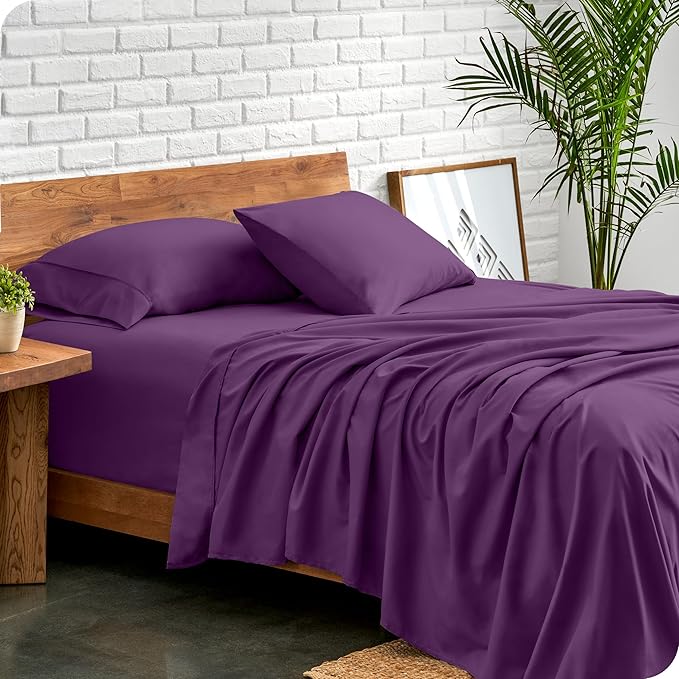 Bare Home Full Sheet Set - Luxury 1800 Ultra-Soft Microfiber Full Bed Sheets - Double Brushed - Deep Pockets - Easy Fit - 4 Piece Set - Bedding Sheets & Pillowcases (Full, Plum)