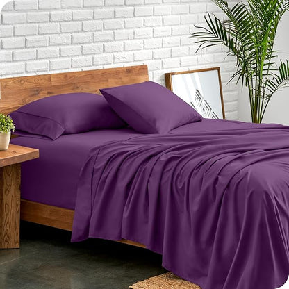 Bare Home Full Sheet Set - Luxury 1800 Ultra-Soft Microfiber Full Bed Sheets - Double Brushed - Deep Pockets - Easy Fit - 4 Piece Set - Bedding Sheets & Pillowcases (Full, Plum)