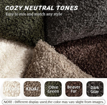 Foindtower 2 Pieces 22x22 Inch Red Brown, Faux Fur Throw Pillow Cover Accent Sherpa Furry Pillow Covers Fuzzy Soft Pillowcases Cozy Sheepskin Decorative Fleece Cushion Case for Bed Couch Living Room