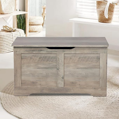 31.5" Storage Chest, Wooden Storage Bench, Lift Top Toy Chest with 2 Safety Hinges, Large Toy Box, Entryway Shoes Bench for Living Room, Bedroom, Grey