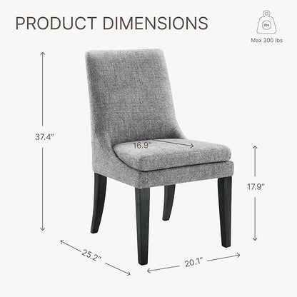 Upholstered Dining Chairs Modern Sidechair Performance Fabric High Back Armlesschair for Diningroom Kitchen,Dark Grey,Set of 2(1 Box)