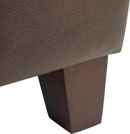 HomePop Home Decor |K2380-E910 | Luxury Large Faux Leather Square Storage Ottoman | Ottoman with Storage for Living Room & Bedroom, Brown Faux Leather