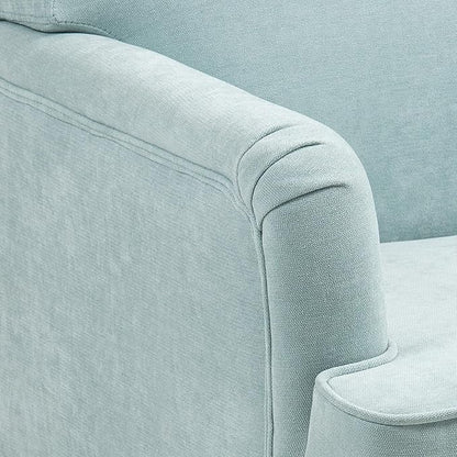 Ball & Cast Modern Accent Chair with Retro Wooden Legs & Nailhead Trim,Small Fabric Club Chair,Comfy Upholstered Armchair Lounge Seat for Bedroom Living Room Single Sofa, Sage