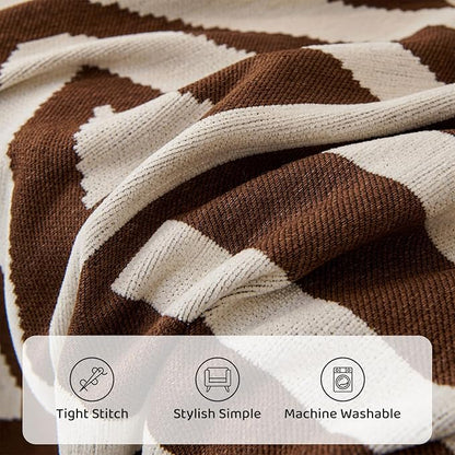 STACYPIK Sofa Covers Decorative, Boho Couch Cover for Sectional, Chocolate Sofa Protector for 3 Cushion Couch, Multi-Use Sofa Cover for Dogs with Tassles, Washable Sofa Slipcover for Loveseat-71X134IN