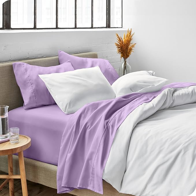 Bare Home Full XL Sheet Set - Luxury 1800 Ultra-Soft Microfiber Full Extra Long Bed Sheets - Double Brushed - Deep Pockets - Easy Fit - 4 Piece Set - Bedding Sheets & Pillowcases (Full XL, Lavender)