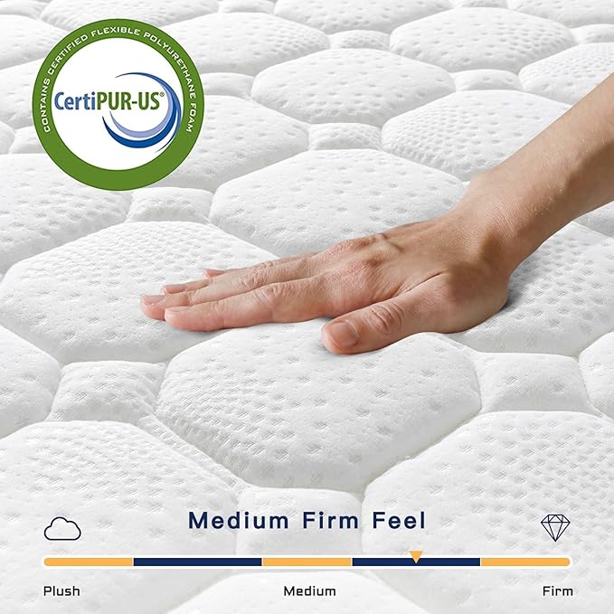 Vesgantti 10 Inch Multilayer Hybrid Twin Mattress - Multiple Sizes & Styles Available, Ergonomic Design with Memory Foam and Pocket Spring, Medium Firm Feel, White