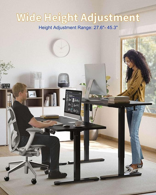 YIHAYO Electric Standing Desk, 40 x 24 Inches Stand Up Desk with Splice Board, Adjustable Height Desk, Computer Desk for Home Office, Black Frame/Black Top