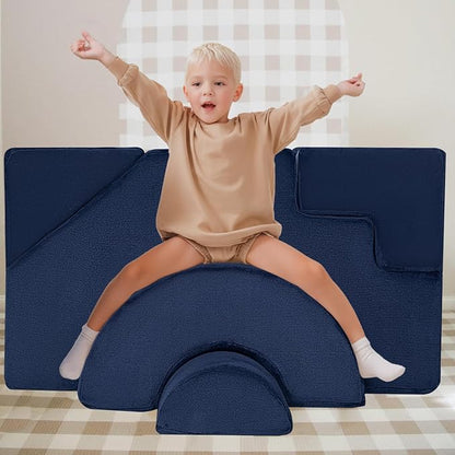 MeMoreCool Foam Climbing Toddler Couch, Modular Kids Sofa with Slide & Stair, Convertible Baby Couch for Playroom, Sectional Furniture for Crawling, Climbing, and Kids’ Play