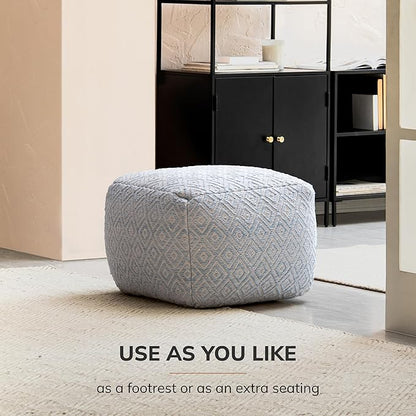 Anji Mountain 22"x22"x16" Handmade & Handcrafted Ottoman Pouf Comfortable Pouf Ottoman Foot Rest & Home Décor Accent for Living Room, Bedroom, Nursery, Kids Room, Patio