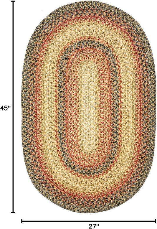 Russet Multi Color Jute Braided Oval Rugs, 27x45 - Warm Country Decor, Perfect for Laundry Rooms, Kitchens and Entryways - Reversible and Easy to Clean