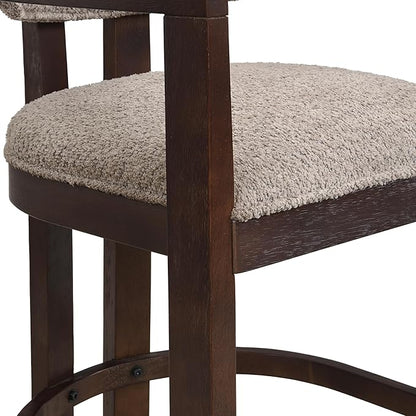 Christopher Knight Home Set of 2 Ryland Modern 26" Counter Height Bar Stools, Fabric Upholstered Counter Stools,Wooden Kitchen Island Armchair with Footrest, Round Backrest, Soft Seating, Espresso