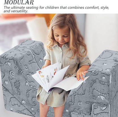 MeMoreCool Foam Climbing Toddler Couch, Modular Kids Sofa with Slide & Stair, Convertible Baby Couch for Playroom, Sectional Furniture for Crawling, Climbing, and Kids’ Play