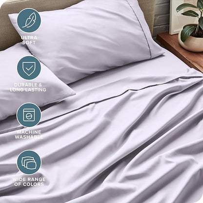 Bare Home California King Sheet Set - 1800 Ultra-Soft Microfiber Cal King Bed Sheets - Double Brushed - Deep Pockets - Easy Fit - 4 Piece Set - Bed Sheets (Cal King, Light Lavender)