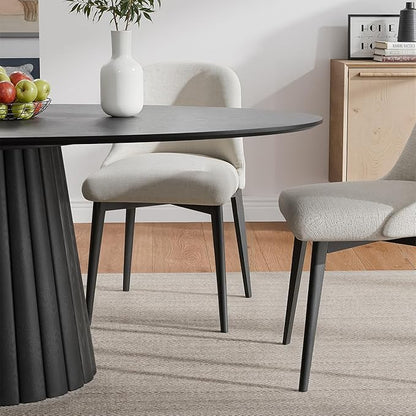 Casaphoria 67" Oval Dining Table, Modern Wood Kitchen Table with Cone Shaped Strip Convex Base for Living Room & Dining Room, Easy Assembly Farmhouse Furniture for 4-6, Black