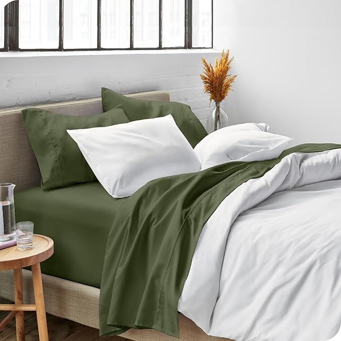 Bare Home Twin Sheet Set - 1800 Ultra-Soft Microfiber Bed Sheets - Double Brushed - Deep Pockets - Easy Fit - Extra Soft - 3 Piece Set - Bedding Sheets & Pillowcases (Twin, Cypress)